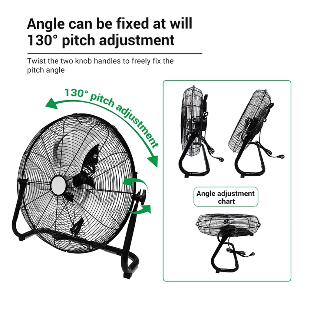 10-20" Electric Floor Fan Industrial Ground Fan Aluminum Blades Strong Wind Powerful Desk Fan 趴地扇 