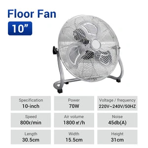 10-20" Electric Floor Fan Industrial Ground Fan Aluminum Blades Strong Wind Powerful Desk Fan 趴地扇 