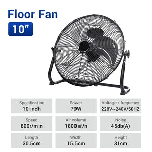 10-20" Electric Floor Fan Industrial Ground Fan Aluminum Blades Strong Wind Powerful Desk Fan 趴地扇 