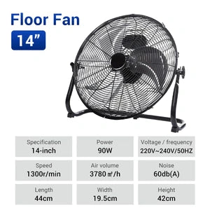 10-20" Electric Floor Fan Industrial Ground Fan Aluminum Blades Strong Wind Powerful Desk Fan 趴地扇 