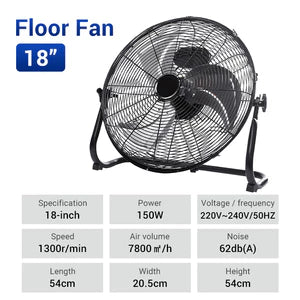 10-20" Electric Floor Fan Industrial Ground Fan Aluminum Blades Strong Wind Powerful Desk Fan 趴地扇 