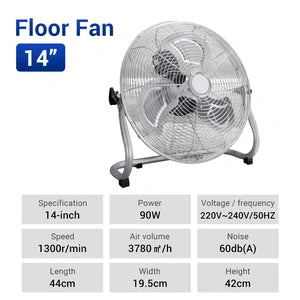10-20" Electric Floor Fan Industrial Ground Fan Aluminum Blades Strong Wind Powerful Desk Fan 趴地扇 