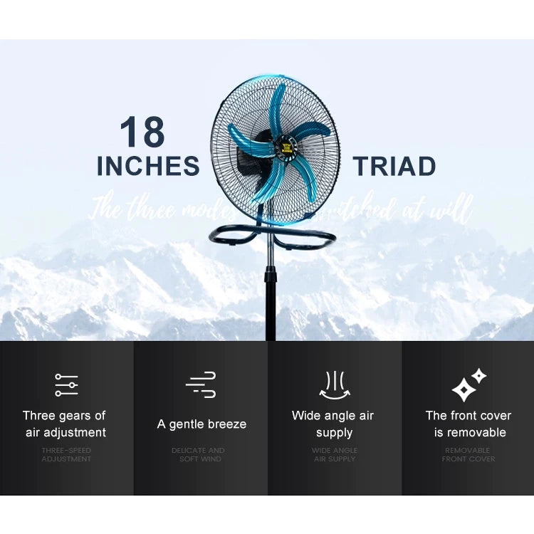 16" /18" Industrial Fan 3-in-1 Floor Stand Multipurpose Fan 5 Blades three speeds kipas