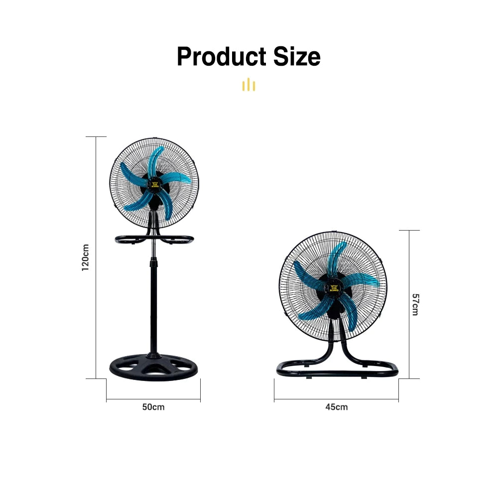 16" /18" Industrial Fan 3-in-1 Floor Stand Multipurpose Fan 5 Blades three speeds kipas