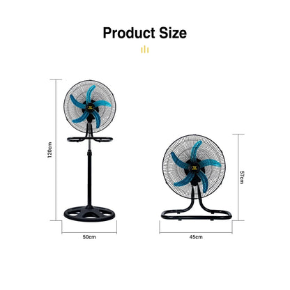 16" /18" Industrial Fan 3-in-1 Floor Stand Multipurpose Fan 5 Blades three speeds kipas