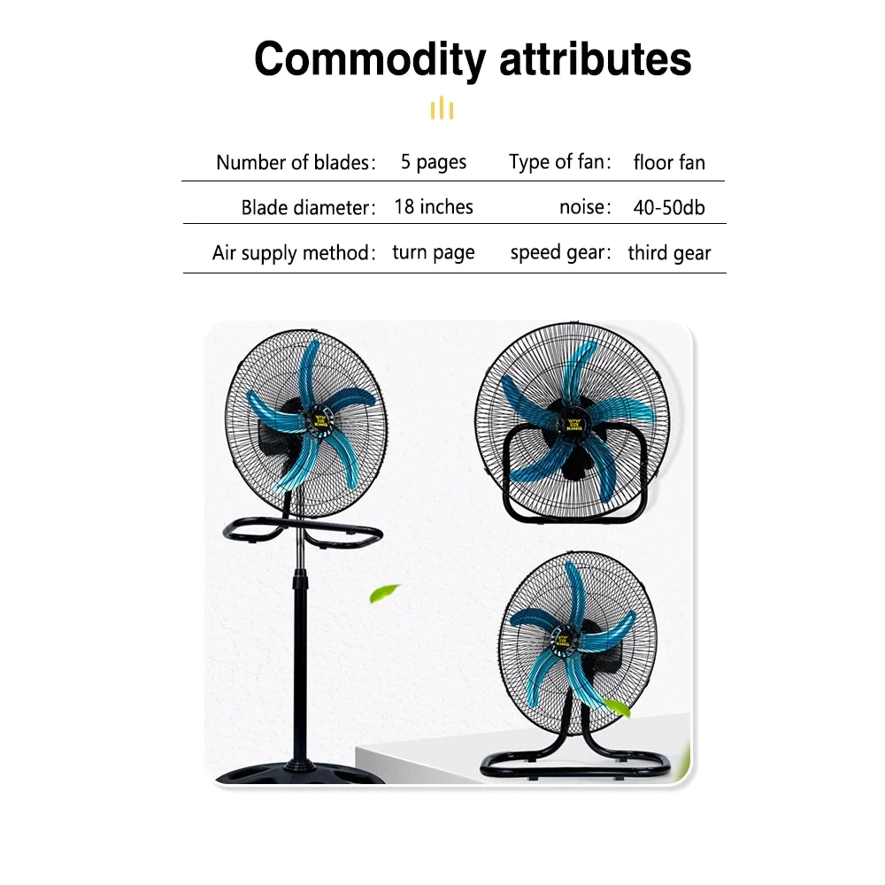 16" /18" Industrial Fan 3-in-1 Floor Stand Multipurpose Fan 5 Blades three speeds kipas