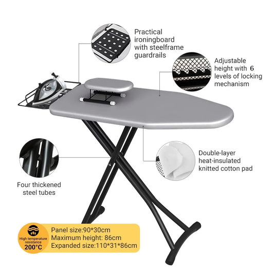 Ironing Board Foldable Silver Plated Cloth Resistant Fabric Iron Board Steam Papan Seterika