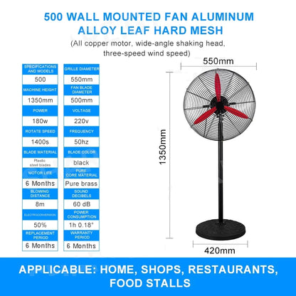 20"26"30"Standing Wall-mounted Industrial Fan Horn Three-speed Wind Supermarket Workshop High Power