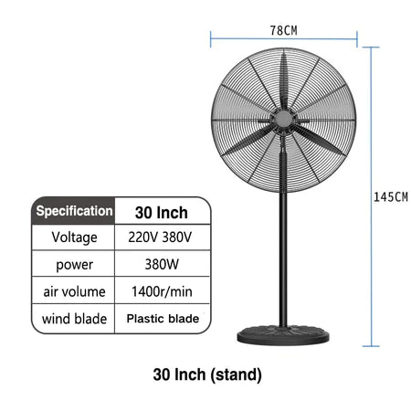 20"26"30"Standing Wall-mounted Industrial Fan Horn Three-speed Wind Supermarket Workshop High Power