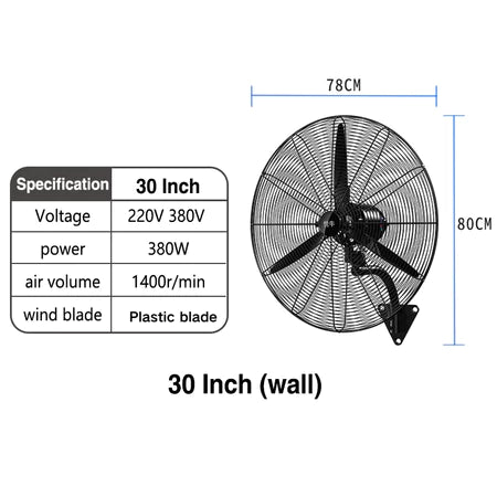 20"26"30"Standing Wall-mounted Industrial Fan Horn Three-speed Wind Supermarket Workshop High Power