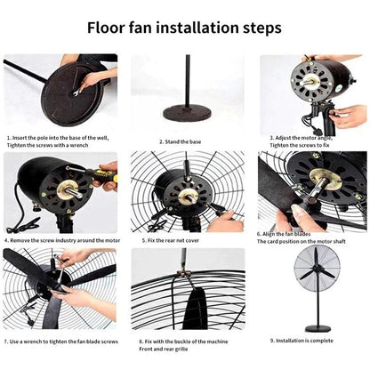 20"26"30"Standing Wall-mounted Industrial Fan Horn Three-speed Wind Supermarket Workshop High Power