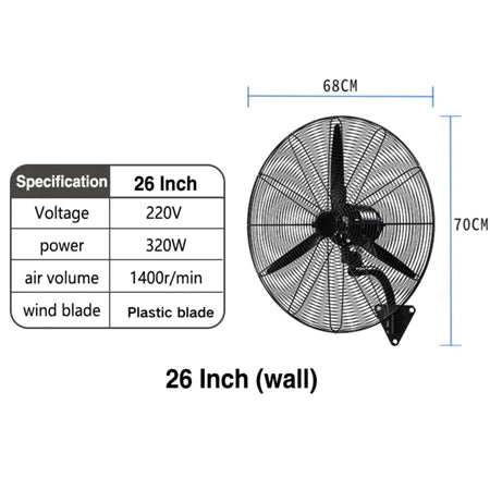 20"26"30"Standing Wall-mounted Industrial Fan Horn Three-speed Wind Supermarket Workshop High Power