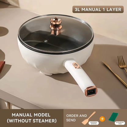 3L/4L Electric cooker Frying Pan Smart Multifunctional Big Capacity Non-Stick Steamer Cooking Pot