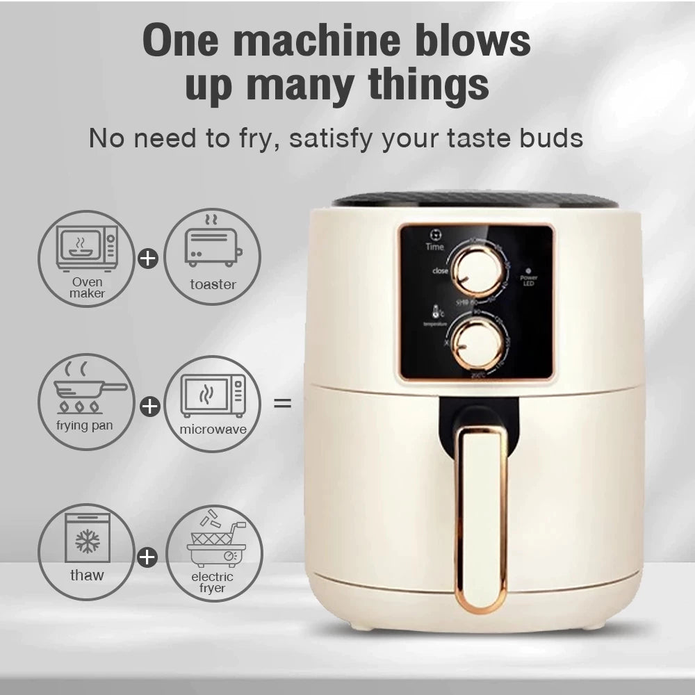 4L-6L Air Fryer 360° Hot Air Circulation Cooker Electric Oven No Flipping 4D Baking Frying Oil Free