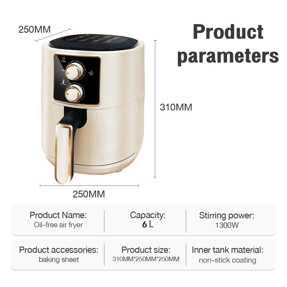 4L-6L Air Fryer 360° Hot Air Circulation Cooker Electric Oven No Flipping 4D Baking Frying Oil Free