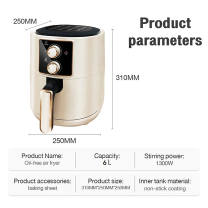 4L-6L Air Fryer 360° Hot Air Circulation Cooker Electric Oven No Flipping 4D Baking Frying Oil Free