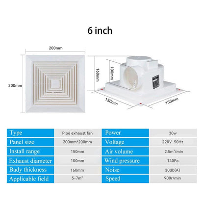 6-14 inch Ceiling Exhaust fan kipas ekzos Household Silent Bathroom Shutter ventilation fan