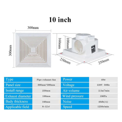 6-14 inch Ceiling Exhaust fan kipas ekzos Household Silent Bathroom Shutter ventilation fan