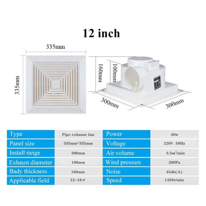 6-14 inch Ceiling Exhaust fan kipas ekzos Household Silent Bathroom Shutter ventilation fan