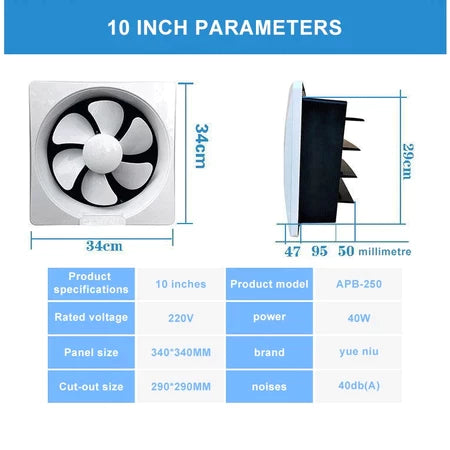 6''-14" inch Wall Mount Exhaust Ventilating Fan Household Silent Bathroom Shutter Ventilation fan