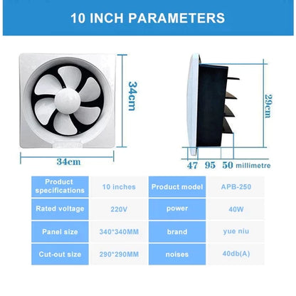 6''-14" inch Wall Mount Exhaust Ventilating Fan Household Silent Bathroom Shutter Ventilation fan