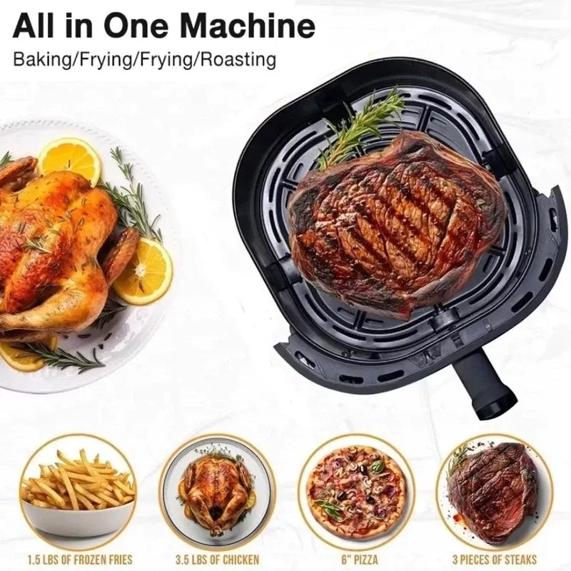 8L Air Fryer 360° Hot Air Circulation Cooker Electric Oven No Flipping 4D Baking Frying Oil Free