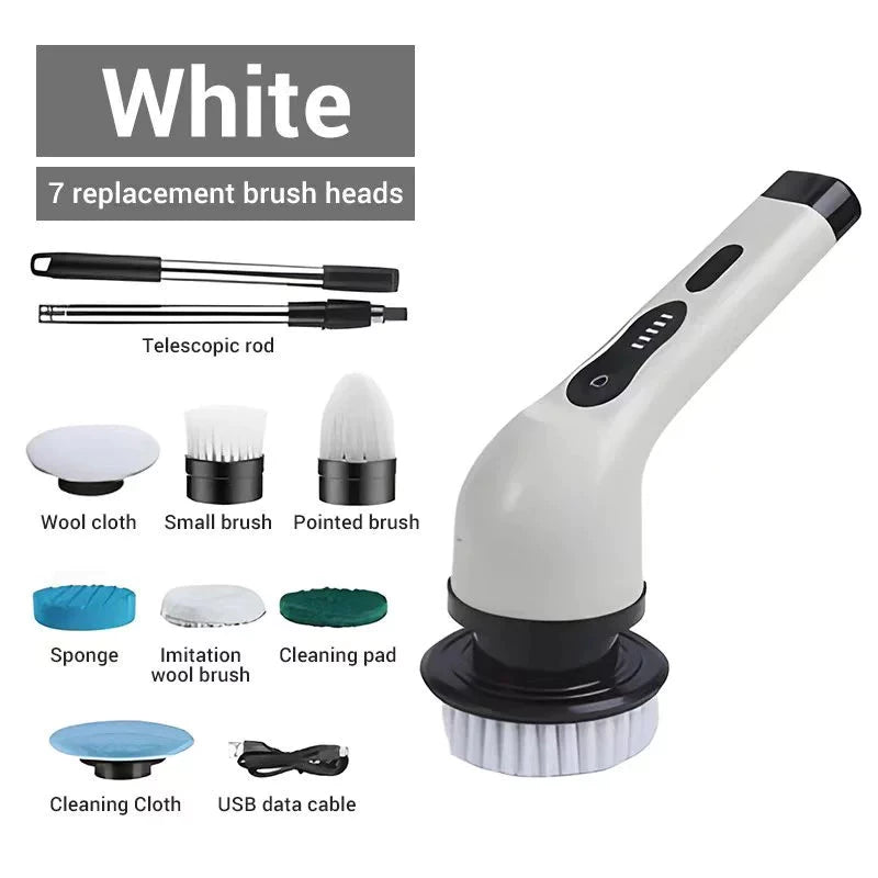 9 in 1 Electric Cleaning Brush Rechargeable Wireless Electric Spin Scrubber Power Brush Shower Bathroom