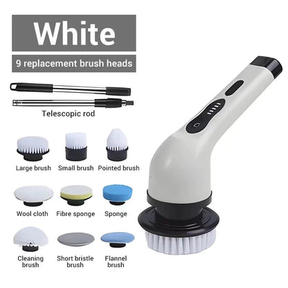 9 in 1 Electric Cleaning Brush Rechargeable Wireless Electric Spin Scrubber Power Brush Shower Bathroom