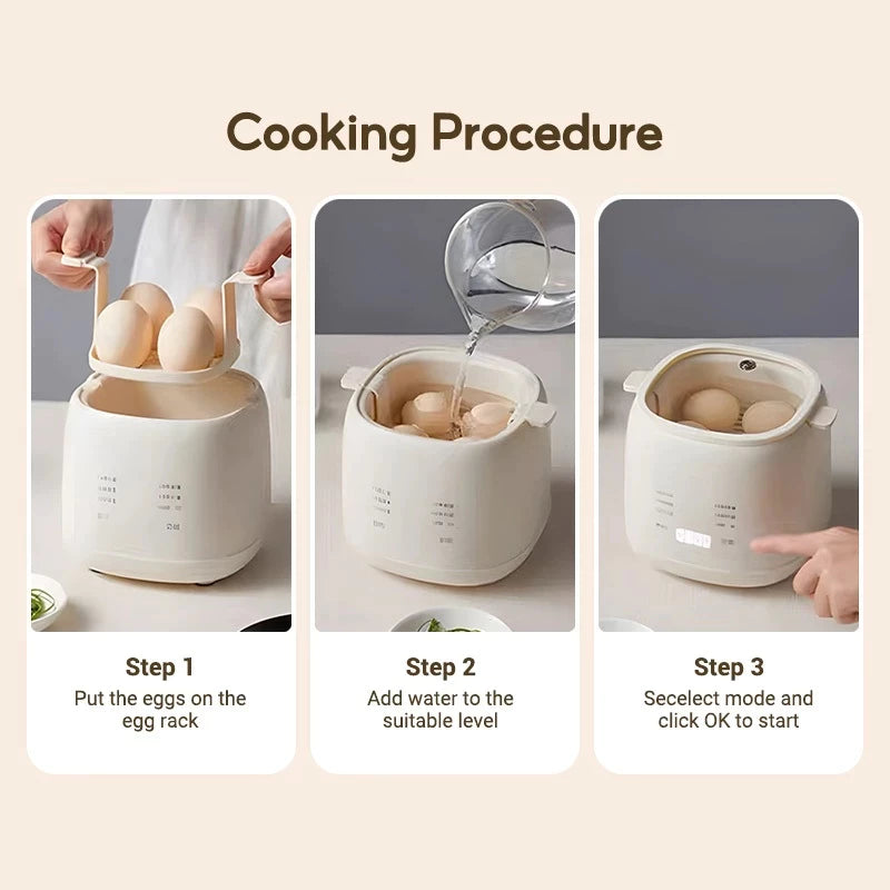 Egg Boiler 6 Functions Egg Cooker Boiling Machine Household Automatic Power off 蒸蛋器