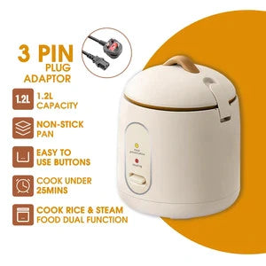 FOOKSUNG 1.2L Mini Rice Cooker electric caldronwith Non-stick Pot and Steamer Kitchen Dormitory