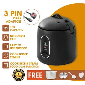 FOOKSUNG 1.2L Mini Rice Cooker electric caldronwith Non-stick Pot and Steamer Kitchen Dormitory