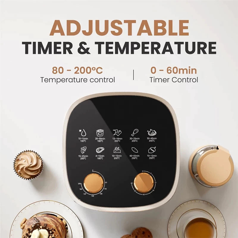 Fooksung Air Fryer 8L 4000W Non-Stick Coating Visual Window Oil Free Smokeless Multifunctional 