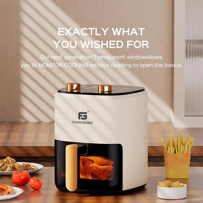 Fooksung Air Fryer 8L 4000W Non-Stick Coating Visual Window Oil Free Smokeless Multifunctional 