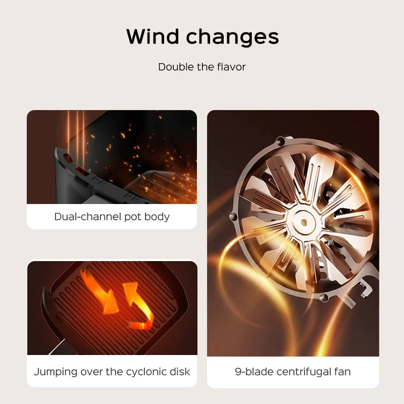 Fooksung Air Fryer 8L 4000W Non-Stick Coating Visual Window Oil Free Smokeless Multifunctional 