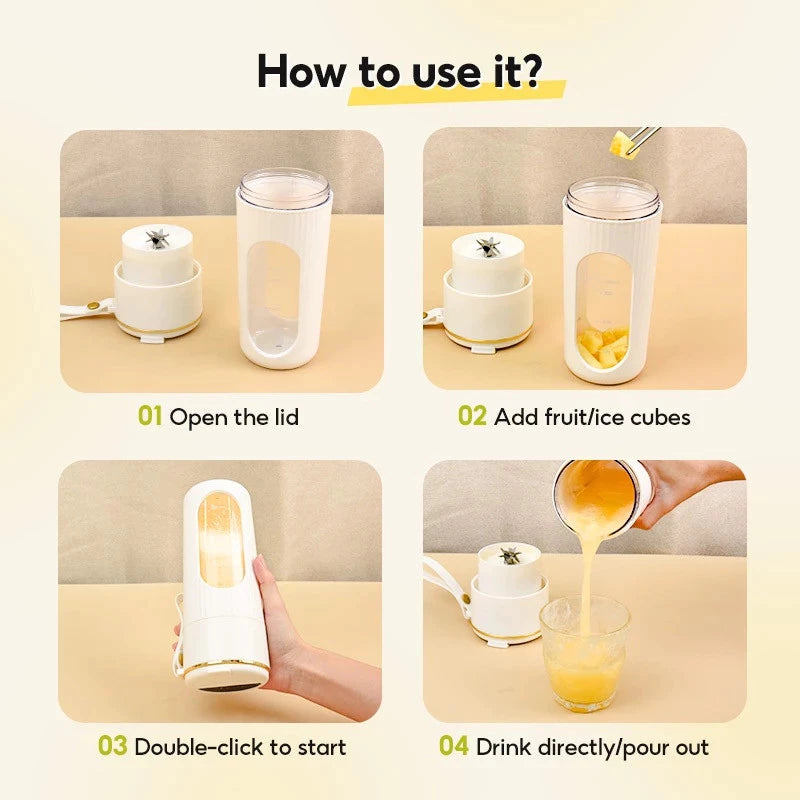 Fooksung Juice Cup Portable Multi-functional 350ML Wireless Electric Juicer Ice Crusher Typce-C Charging 榨汁杯 果汁杯