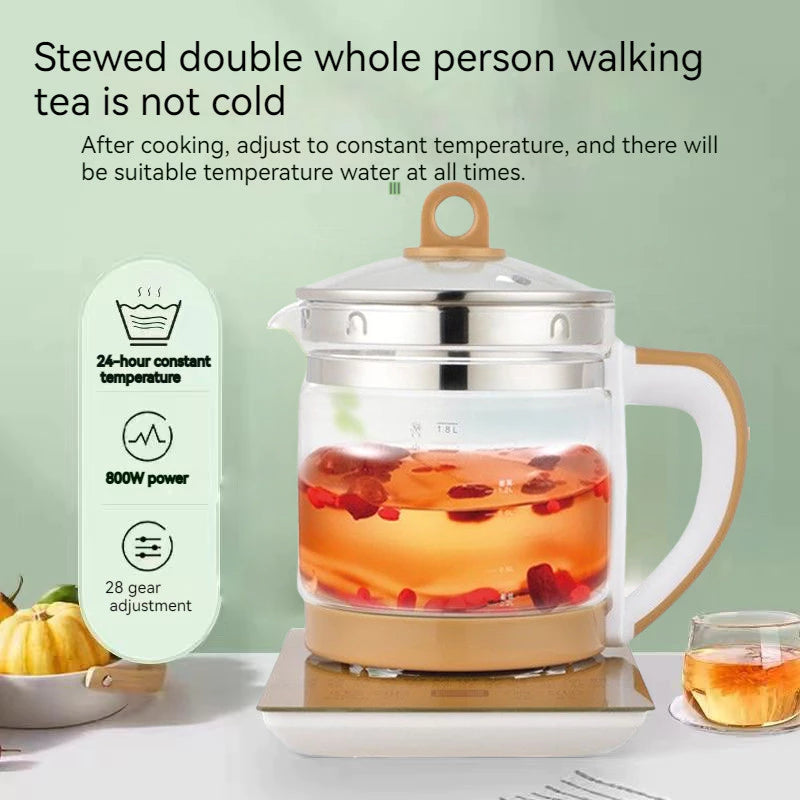 Malaysia 3 plug Multifunction health pot 1.8L Glass electric kettle kitchen cooker soup tea kettle