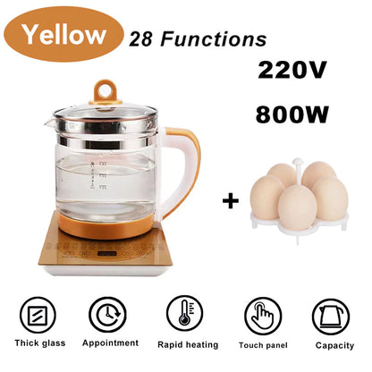 Malaysia 3 plug Multifunction health pot 1.8L Glass electric kettle kitchen cooker soup tea kettle