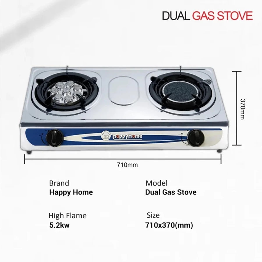 Double Gas Burner Stove Stainless steel Energy saving Glass Cooker Gas Stove Dapur Gas 燃气灶 煤气灶