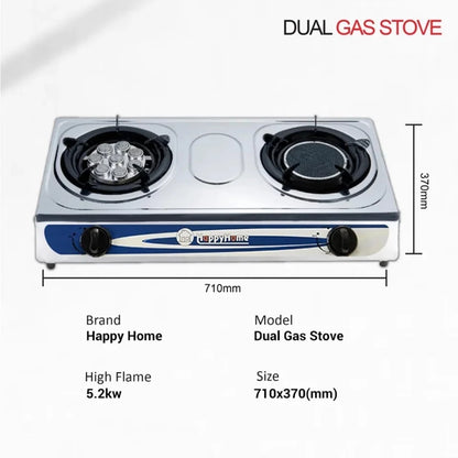 Double Gas Burner Stove Stainless steel Energy saving Glass Cooker Gas Stove Dapur Gas 燃气灶 煤气灶