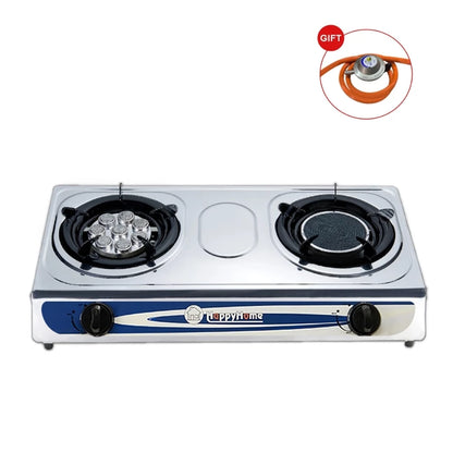Double Gas Burner Stove Stainless steel Energy saving Glass Cooker Gas Stove Dapur Gas 燃气灶 煤气灶
