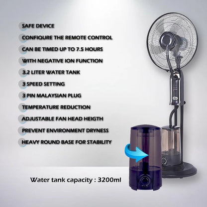 Spray Fan Air Conditioning Humidif Misting Fan Low Noise Humidification Industrial Stand Fan