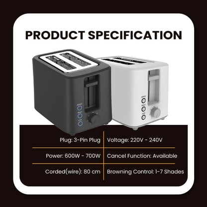 Toaster 750W 2 Slice Pop Up 7-Shades Bread Toaster breakfast machine Pembakar Roti 烤面包机