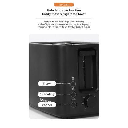 Toaster 750W 2 Slice Pop Up 7-Shades Bread Toaster breakfast machine Pembakar Roti 烤面包机